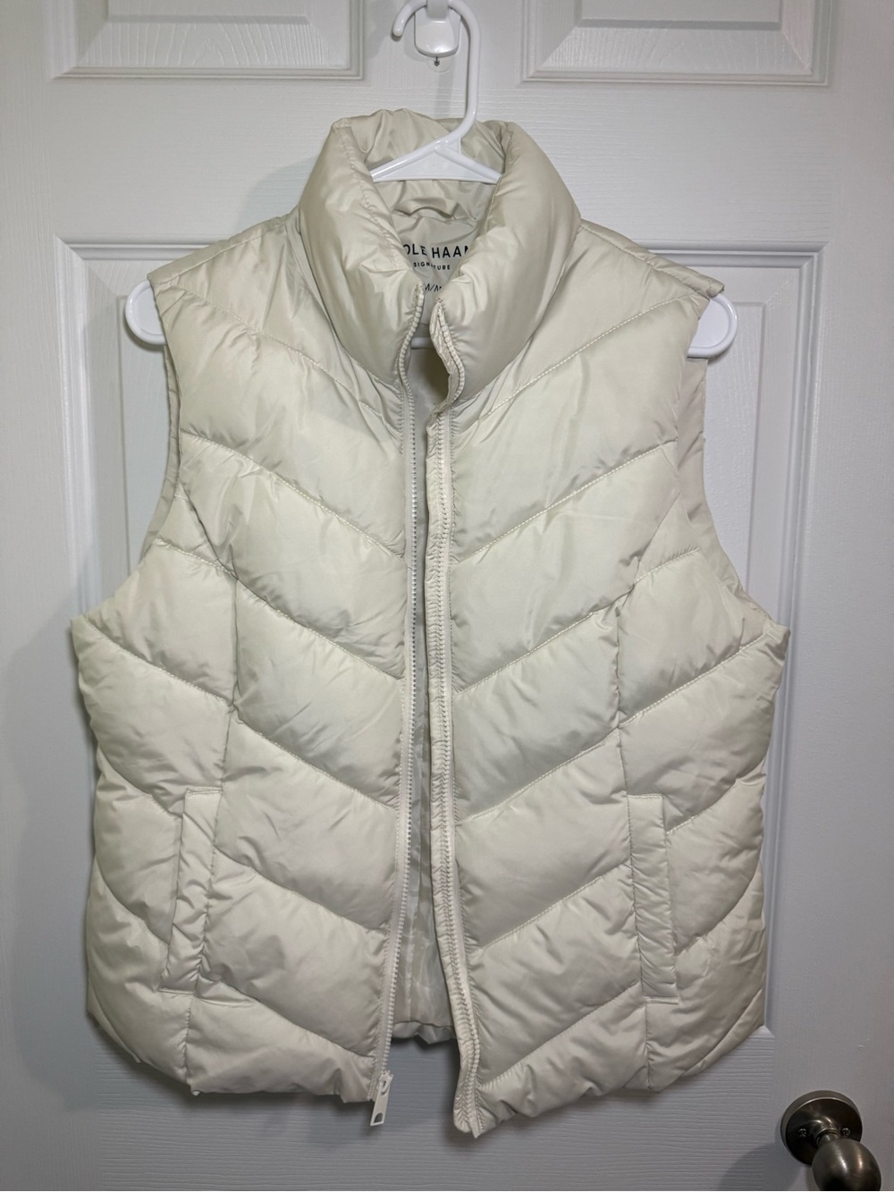 Cole Haan Cream Quilted Puffer Vest - Women's